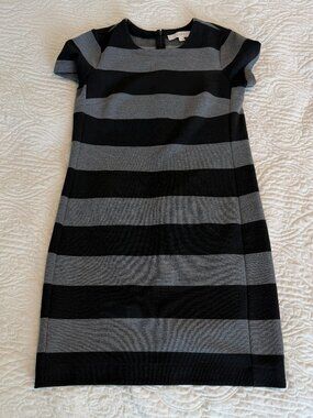 Loft Gray and Black Stripe Dress